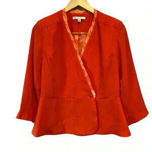 Cabi Womens Grenadine Orange V-Neck Light Jacket Blazer